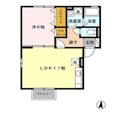 アステール27(1LDK/2階)の間取り写真