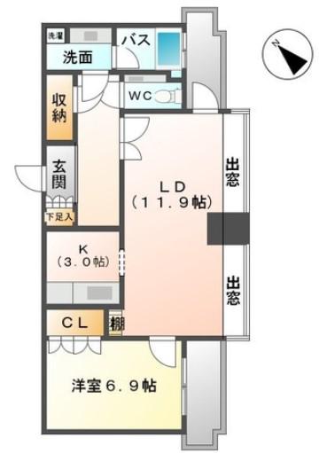 千種タワーヒルズ(1LDK/9階)の間取り写真