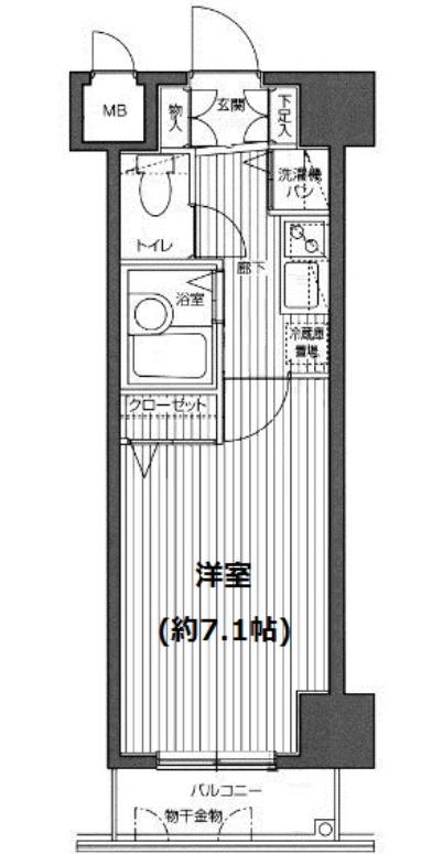ガラステージ麻布十番(1K/4階)の間取り写真