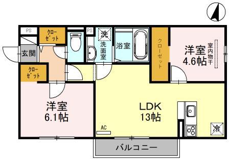 ラ・ヴェール杉尾台(2LDK/3階)の間取り写真