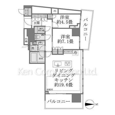 BRILLIA TOWER池袋(2LDK/22階)の間取り写真