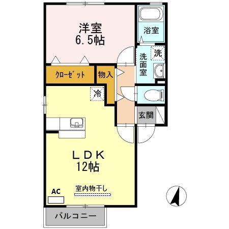 セジュール鵬舟(1LDK/2階)の間取り写真