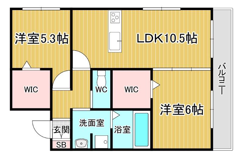 HEBEL MAISON LA PECHEII(2LDK/1階)の間取り写真
