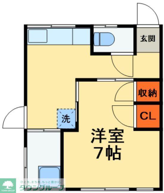 平方ハイツ(1K/1階)の間取り写真