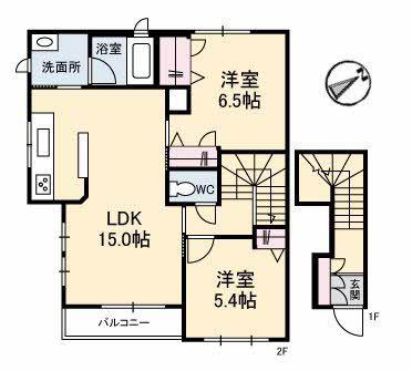 ヴィラ・アンテンヌ(2LDK/2階)の間取り写真