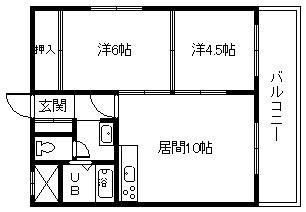 奥山ハイツ(2LDK/3階)の間取り写真
