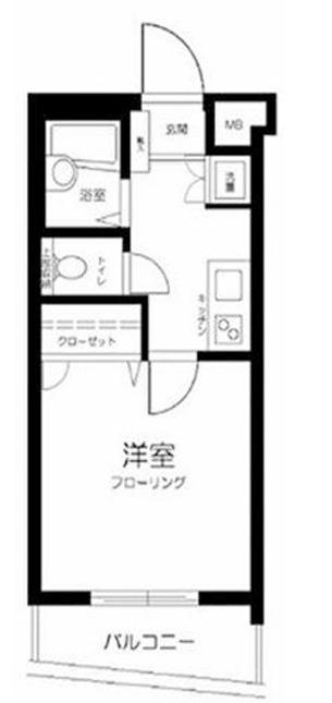 エスコート渋谷(1K/2階)の間取り写真