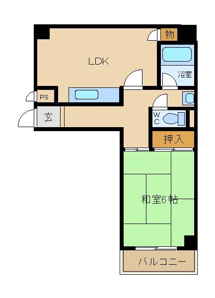 ホワイトハイツカドタ(1LDK/2階)の間取り写真