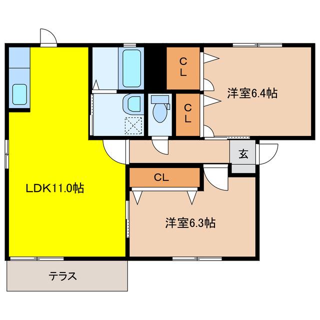 リバティ722(2LDK/1階)の間取り写真