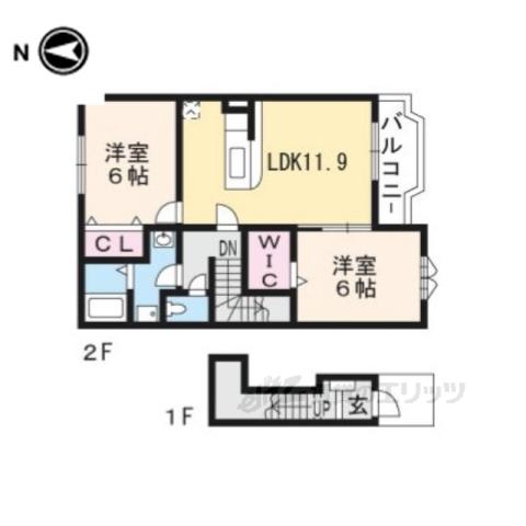 ボヌール(2LDK/2階)の間取り写真
