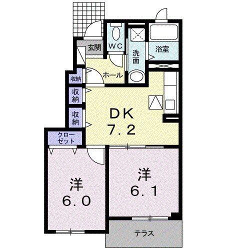 フィオーレライツ早鈴 II(2DK/1階)の間取り写真