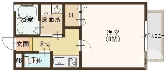グランドソレイユ(1K/1階)の間取り写真