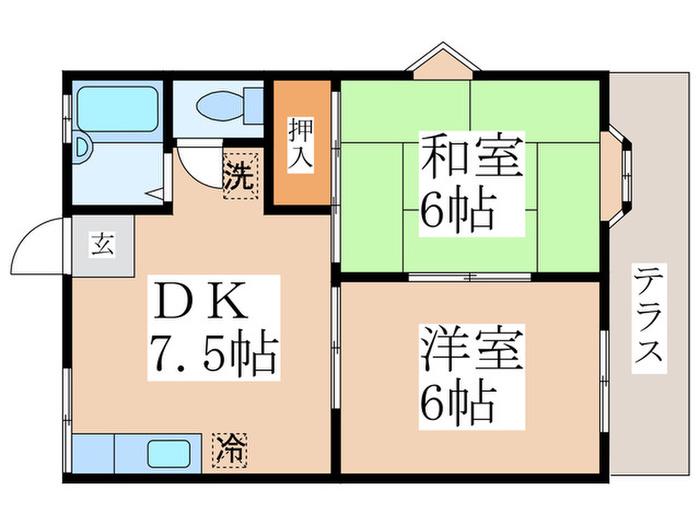 ハイツサカモトA(2DK/1階)の間取り写真