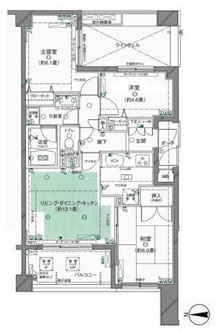 クレッセント多摩川II(3LDK/5階)の間取り写真