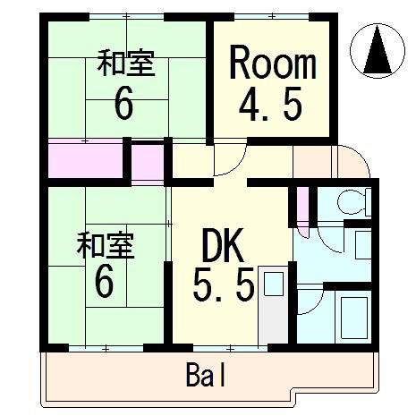 ハイツ堤下(3DK/4階)の間取り写真