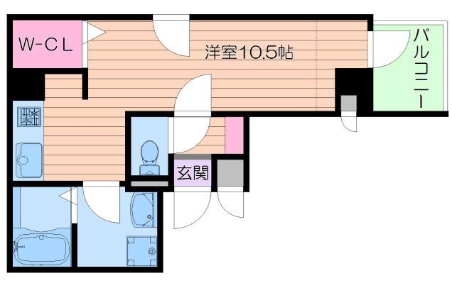 VALLY-4(ワンルーム/6階)の間取り写真