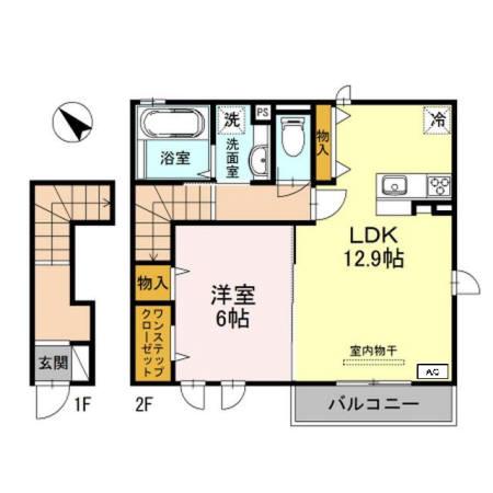 ユウハイツGII(1LDK/2階)の間取り写真