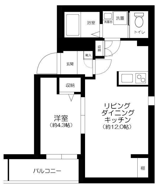 THE RESIDENCE NIHONBASHI(1LDK/4階)の間取り写真
