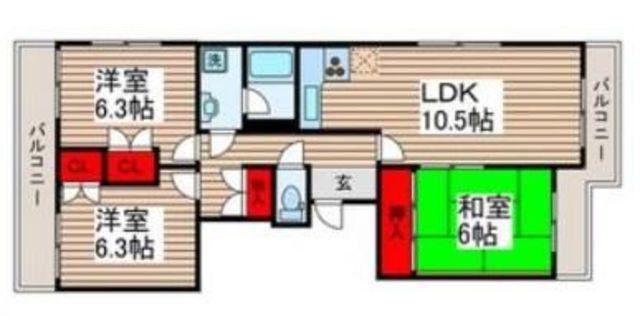 ラ・ポール7番館(3LDK/3階)の間取り写真