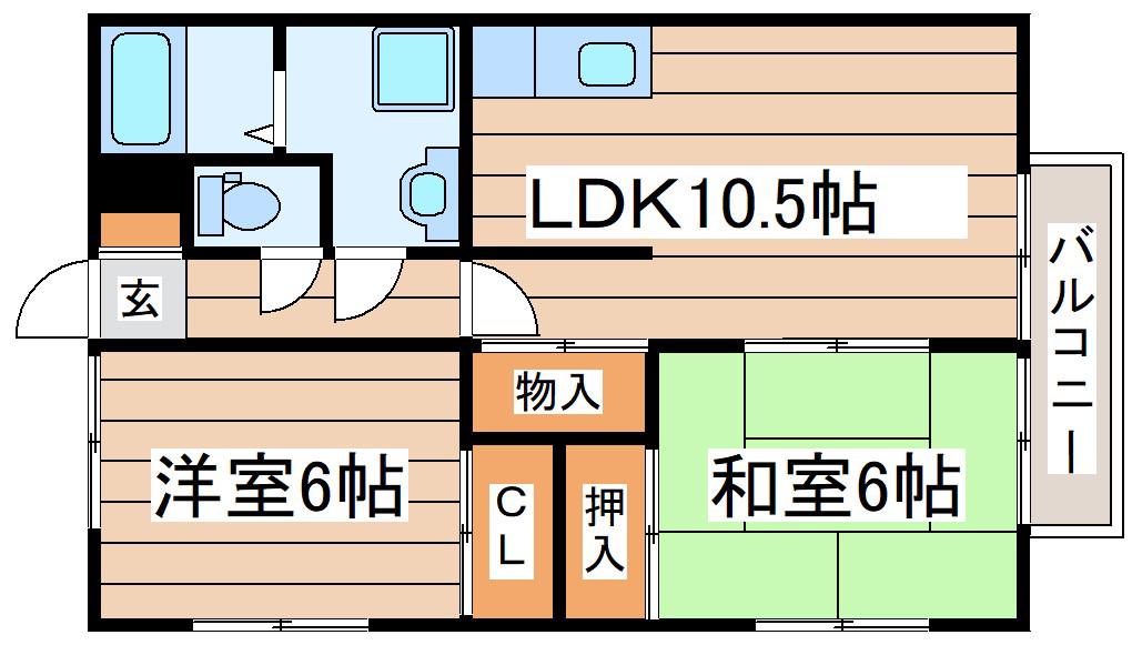 メゾンドS(2LDK/3階)の間取り写真