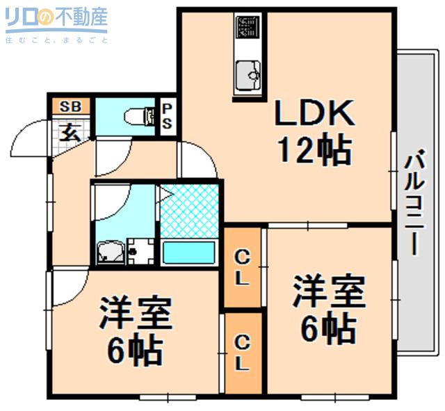 ヘーベルタウン藤原(2LDK/1階)の間取り写真