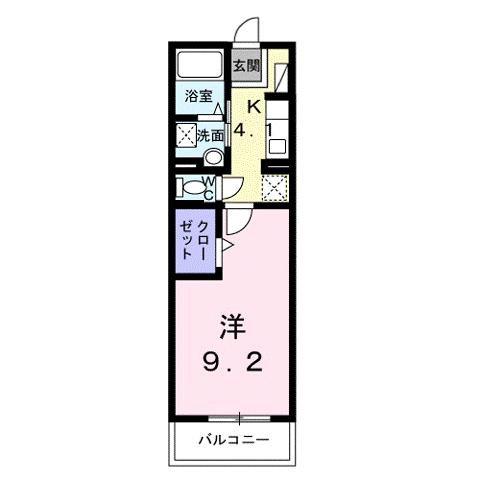 シャロル東福山(1K/2階)の間取り写真