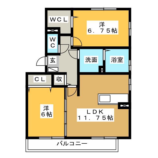 リビングタウン阿倉川B(2LDK/3階)の間取り写真