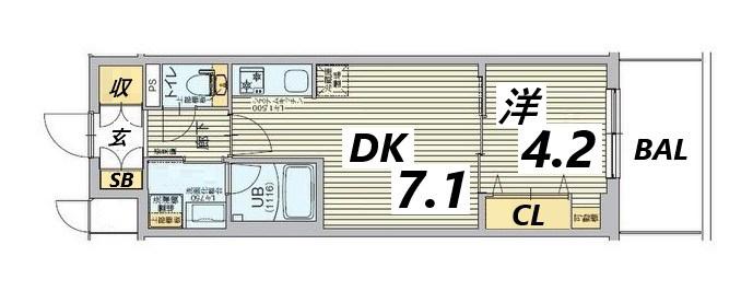 レオンコンフォート神戸駅前(1DK/3階)の間取り写真
