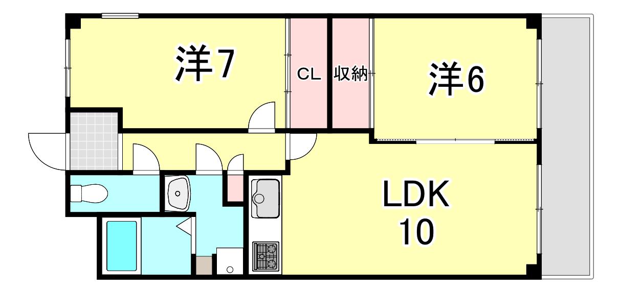 アルカンシェル岡本(2LDK/4階)の間取り写真