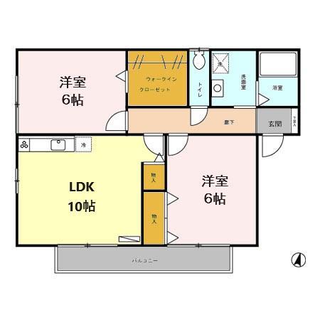 メゾンクレールC(2LDK/1階)の間取り写真