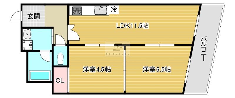 スターレジデンス南堀江(2LDK/5階)の間取り写真