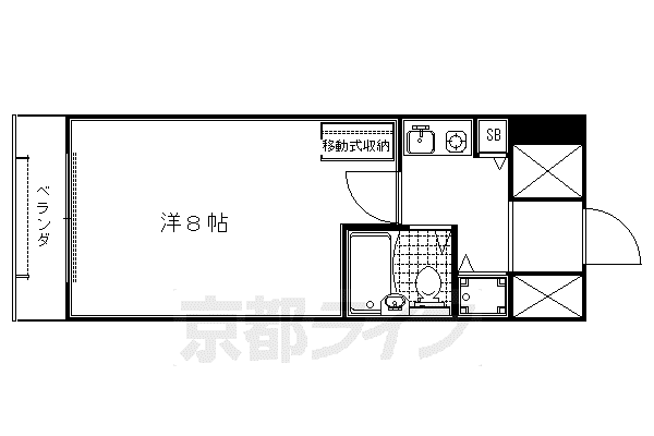 ジョイテル西院(1K/2階)の間取り写真