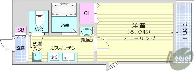 グランドール壱番館(1K/3階)の間取り写真