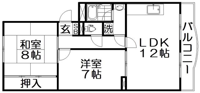 サンプラザ東三倉堂(2LDK/3階)の間取り写真