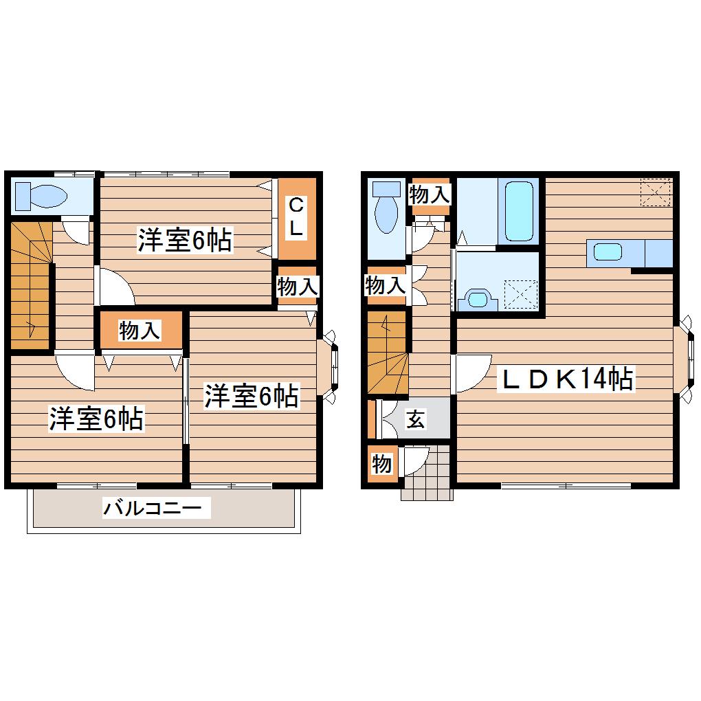 フロレスタ・弐番館(3LDK/1階)の間取り写真