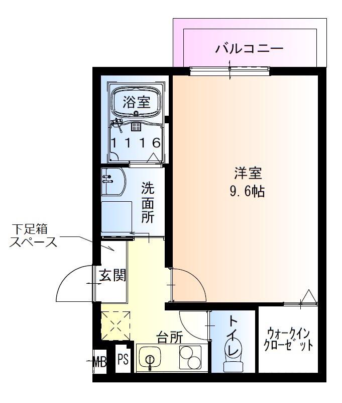 フジパレス大物公園1番館(1K/2階)の間取り写真