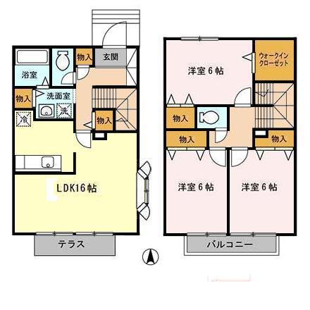 コンフォート浜田C(3SLDK/1階)の間取り写真