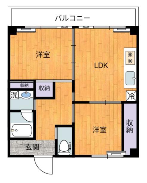 ウィステリア天神(2LDK/4階)の間取り写真