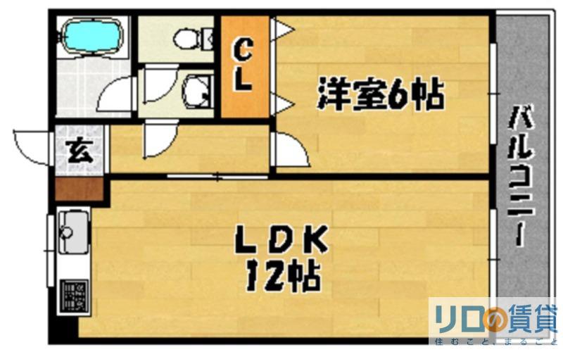 ミスターK上新庄(1LDK/2階)の間取り写真