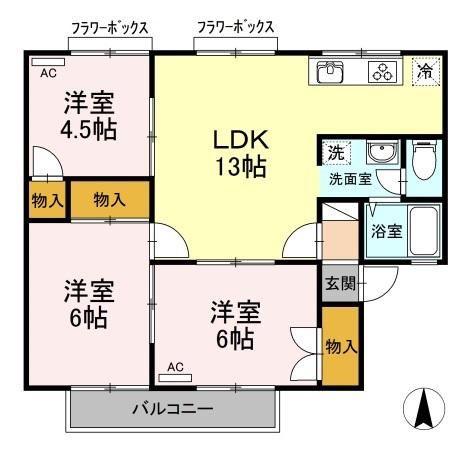 セジュールMGII(3LDK/2階)の間取り写真