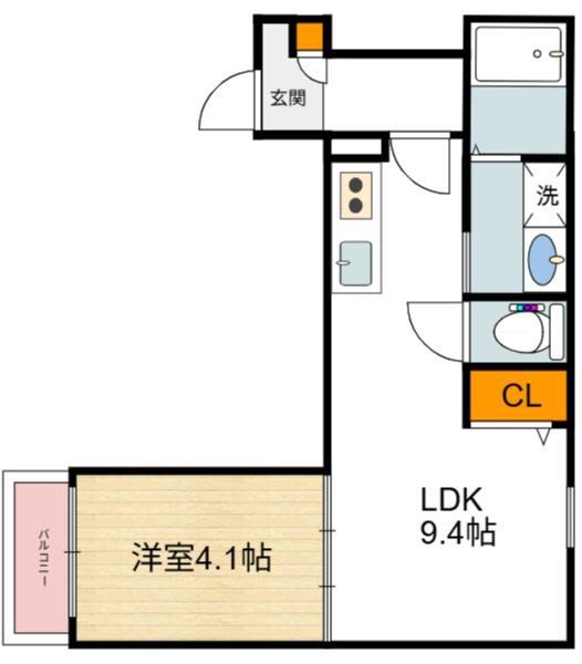 AIA難波南(1LDK/3階)の間取り写真