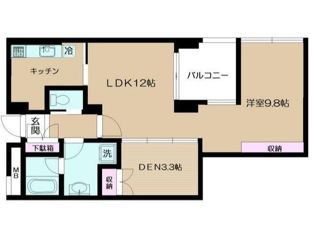 コート向ヶ丘(1SLDK/3階)の間取り写真