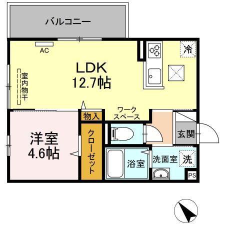 D-ROOM KASUMI(1LDK/1階)の間取り写真