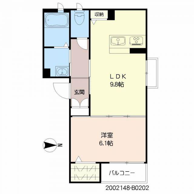 PAX天保山B棟(1LDK/2階)の間取り写真