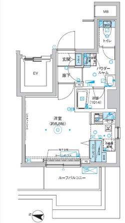 エストゥルース入谷(1K/13階)の間取り写真