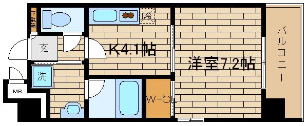ショーソン上沢(1K/6階)の間取り写真