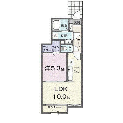 ファインビレA(1LDK/1階)の間取り写真
