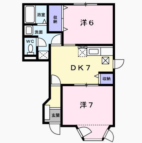 プレミアージュA(2DK/1階)の間取り写真