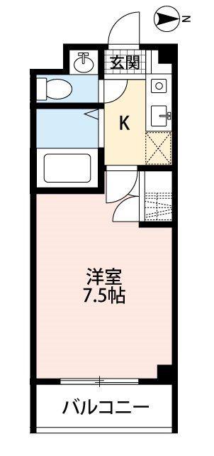 西武池袋線 所沢駅 徒歩5分 3階建 築22年(1K/1階)の間取り写真