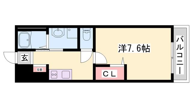 AVENIR MAY 東加古川(1K/2階)の間取り写真